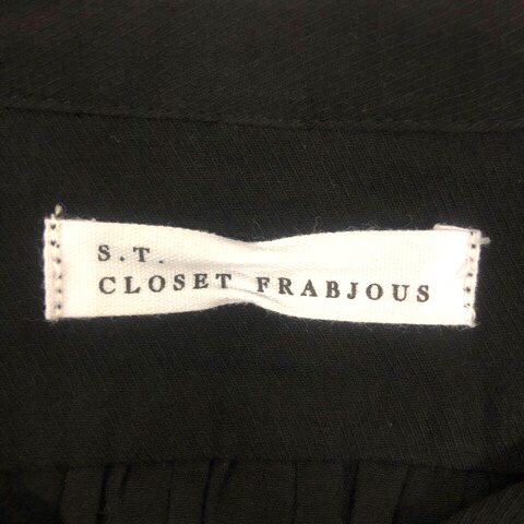 エスティ・クローゼット・フラビシャス s.t.closet frabjous シャツ ブラウス ギャザー リボン コットン 長袖 黒 ブラック レディース_画像3