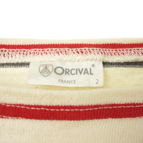 オーチバル ORCIVAL オーシバル バスクシャツ カットソー ボーダー 長袖 白 灰 赤 ホワイト グレー レッド 2 L位 IBO36 0314 レディース_画像5