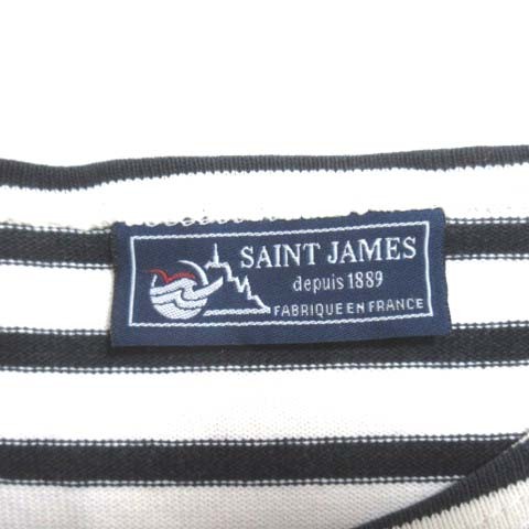 セントジェームス SAINT JAMES バスクシャツ カットソー ボーダー 長袖 白 紺 ホワイト ネイビー コットン ■SM0 X レディース_画像3