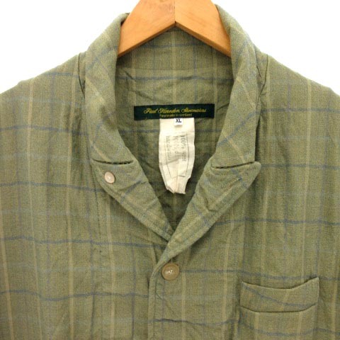  paul (pole) - -tenPaul Harnden Shoemakers Mac пальто отложной воротник длинный проверка шерсть зеленый серия оттенок зеленого XL внешний мужской 