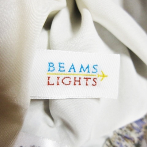 ビームスライツ BEAMS Lights ブラウス ラウンドネック 五分袖 シアースリーブ バルーン 花柄 リボン 36 紫 パープル /AO20 ☆ レディース_画像6