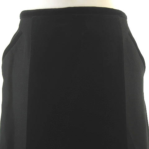 センソユニコ Senso unico スカート ひざ丈 ベロア 切替 リネン ブロッキング 黒 ブラック 40 約L ■SM0 レディースの画像4
