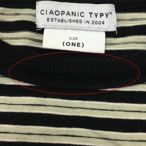  Ciaopanic tipi- футболка cut and sewn тянуть over вырез лодочкой окантовка . минут рукав ONE чёрный серый черный женский 