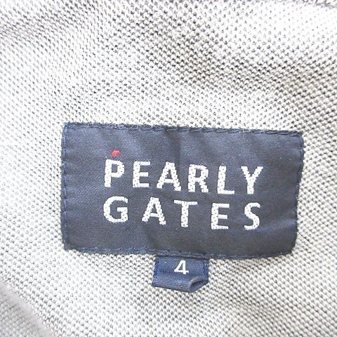 パーリーゲイツ PEARLY GATES ゴルフ ポロシャツ 半袖 アップリケ ワンポイント 刺繍 グレー 4 メンズ_画像3