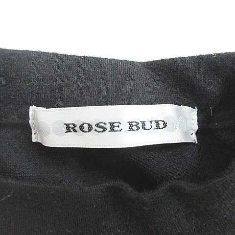 ローズバッド ROSE BUD ワンピース チュニック 長袖 丸首 ロング丈 ドロップショルダー フレア ストレッチ ウール 黒 F_画像3