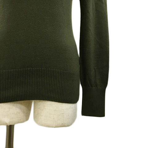 エムプルミエ M-Premier セーター ニット プルオーバー Vネック 無地 カシミヤ混 長袖 36 緑 グリーン レディース_画像3