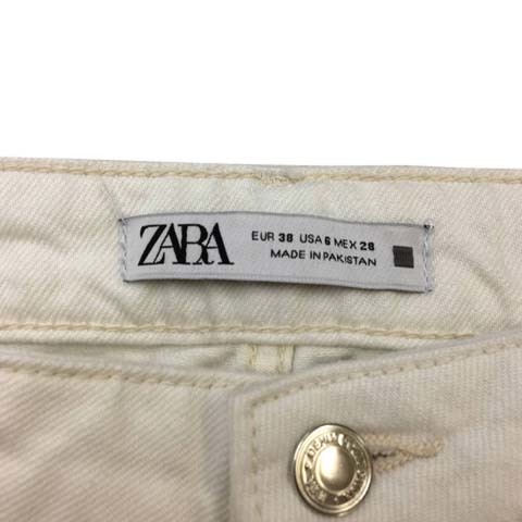 ザラ ZARA パンツ デニム ジーンズ テーパード ロング ジップフライ 無地 USA 6 白 ホワイト レディース_画像5