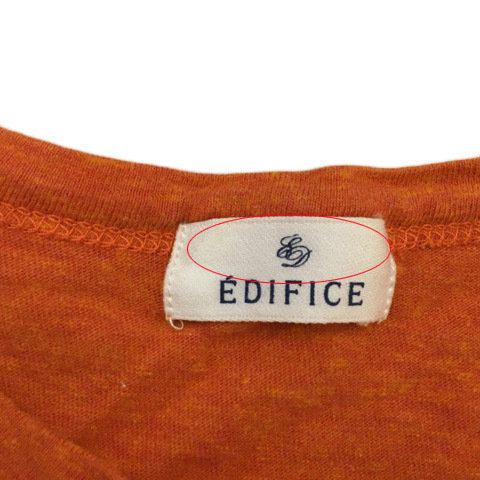 エディフィス EDIFICE Tシャツ カットソー プルオーバー クルーネック 無地 半袖 44 オレンジ メンズ_画像7