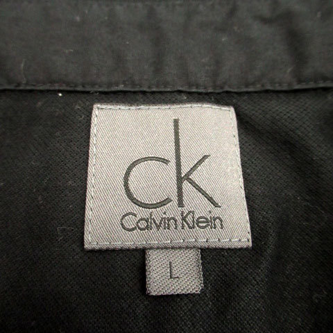 シーケーカルバンクライン ck Calvin Klein ポロシャツ 半袖 ポロカラー 鹿の子 L ブラック 黒 /MS32 メンズ_画像5