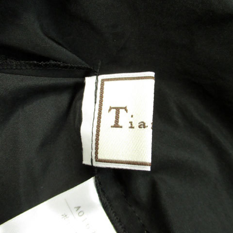 Tiara Tiara блуза cut and sewn 7 минут рукав V шея одноцветный черный чёрный /MS29 женский 