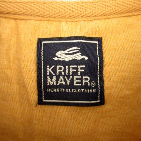 クリフメイヤー KRIFF MAYER K.MAYER カットソー ラウンドネック 長袖 レイヤード風 M 黄色 イエロー グレー /HO6 メンズ_画像4