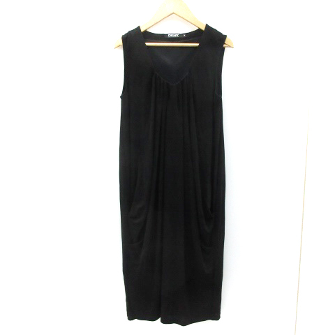  Donna Karan New York DKNY One-piece mi leak height no sleeve U neck S black black /YM27 lady's 