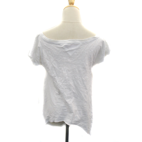 トミーガール tommy girl Tシャツ カットソー フレンチスリーブ Vネック 変形 プリント S 白 ホワイト /YK26 レディースの画像2