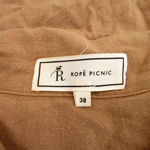 ロペピクニック ROPE Picnic ステンカラージャケット ミドル丈 シングルボタン リネン混 38 ブラウン 茶色 /MS40 レディース_画像5