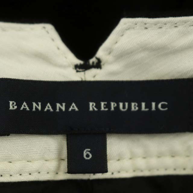 バナナリパブリック BANANA REPUBLIC ウールパンツ クロップド ワイド センタープレス ジッパーフライ 6 黒 ブラック レディース_画像3