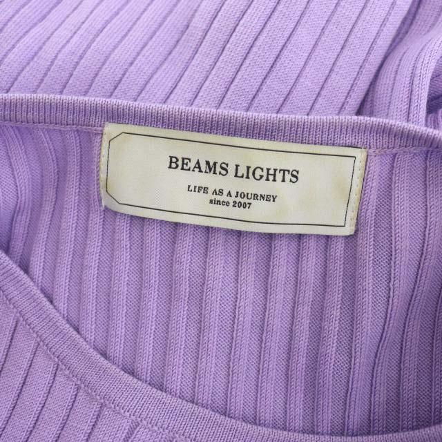 ビームスライツ BEAMS Lights リブニット カットソー クルーネック 長袖 プルオーバー ウール 38 紫 パープル /BD ■OS レディース_画像3