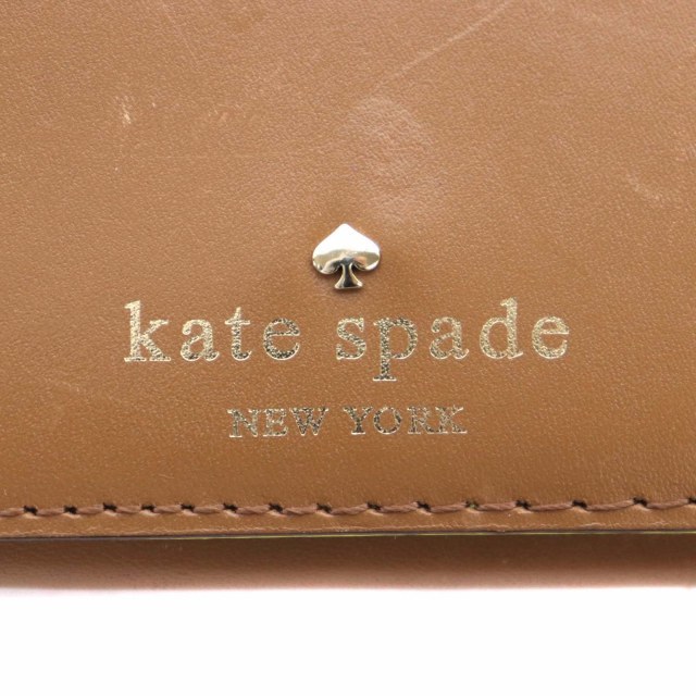 ケイトスペード KATE SPADE カードケース 名刺入れ 小銭入れ コインケース レザー 茶 ブラウン 黄 イエロー PWRU2268 /IN ■OS レディース_画像4