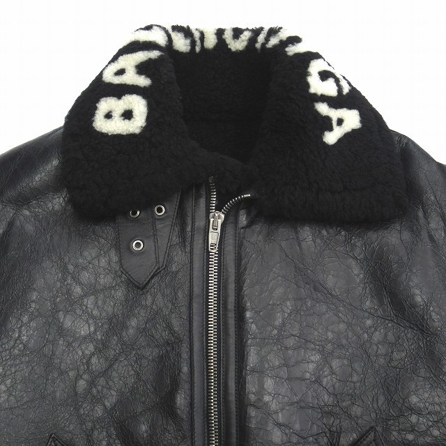 美品 17aw バレンシアガ ロゴ ムートン ボンバー ジャケット ブルゾン
