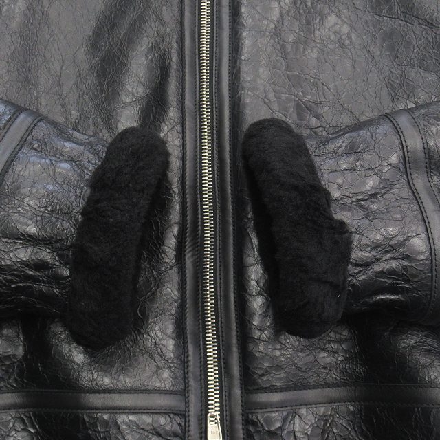 美品 17aw バレンシアガ ロゴ ムートン ボンバー ジャケット ブルゾン