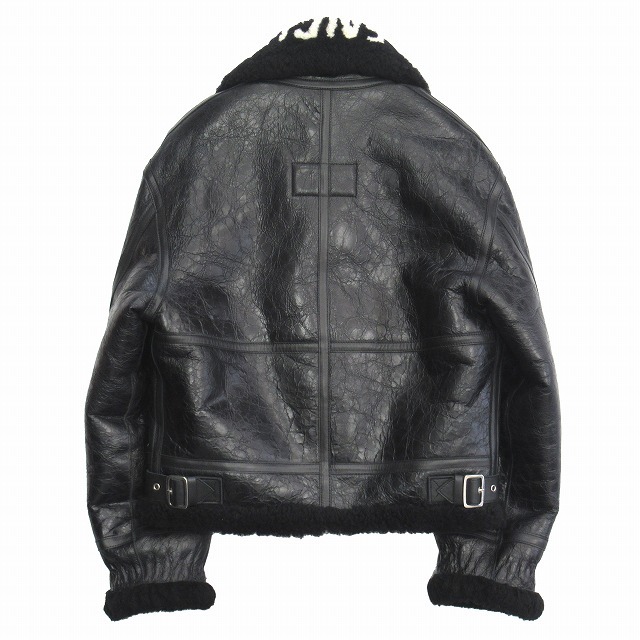 美品 17aw バレンシアガ ロゴ ムートン ボンバー ジャケット ブルゾン