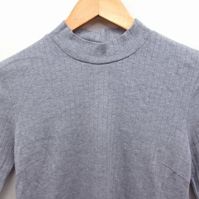  ef-de ef-de rib knitted cut and sewn . minute sleeve high‐necked plain 9 gray ash /FT4 lady's 