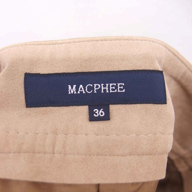 マカフィー MACPHEE トゥモローランド 台形 スカート フェイクスエード ひざ丈 36 ベージュ 茶 /TT33 レディース_画像3