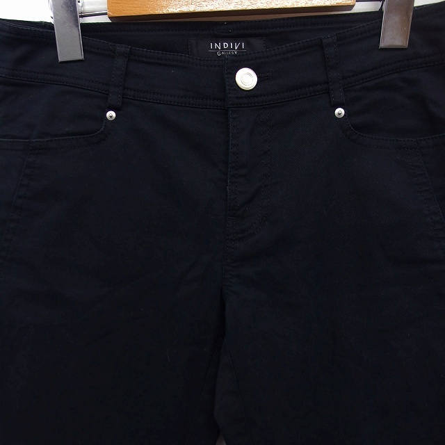  Indivi INDIVI GALLEST обтягивающий узкие брюки одноцветный простой 36 черный чёрный /FT17 женский 
