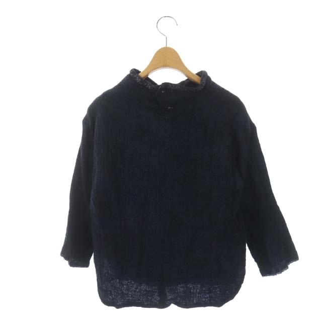  Wafflish Waffle WAFFLISH WAFFLE high‐necked cut and sewn pull over tops wool . minute sleeve 0 navy blue navy black black 