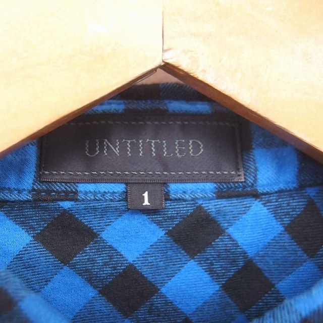アンタイトル UNTITLED シャツ ブラウス チェック ステンカラー 長袖 1 ブルー ブラック 青 黒 /TT18 レディース_画像3