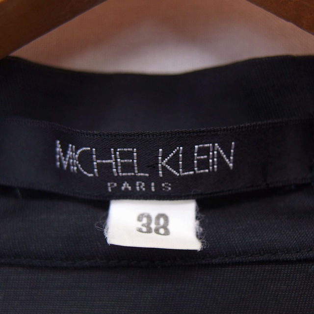 ミッシェルクラン MICHEL KLEIN ワンピース シャツワンピ フレア ロング 透け感 フリル 半袖 38 黒 ブラック /NT14 レディース_画像3