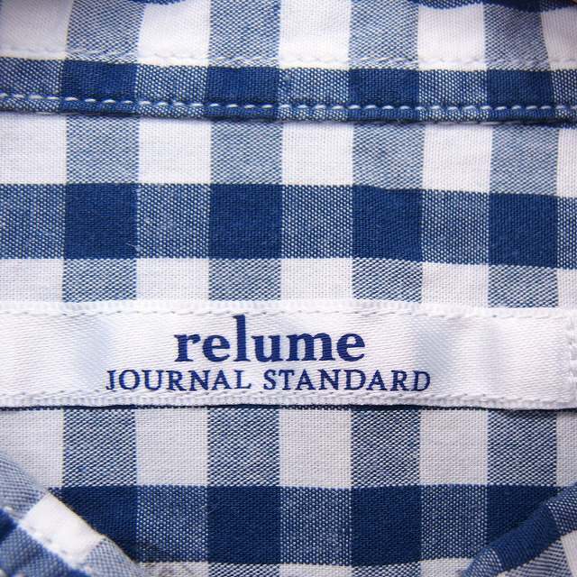 ジャーナルスタンダード レリューム JOURNAL STANDARD relume シャツ ステンカラー コットン 綿 ギンガムチェック 長袖 1 青_画像3