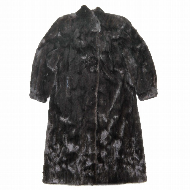 極美品 エンバ EMBA ミンク ファー コート ジャケット ブルゾン 上着 アウター 毛皮 黒 ブラック FE3 レディース