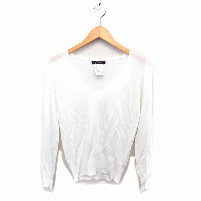  Stunning Lure STUNNING LURE V neck knitted sweater long sleeve plain simple F white /FT14 lady's 