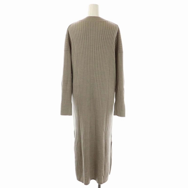  Rope ROPE 22AW rib knitted slit One-piece long sleeve strut long mok neck 38 gray ju/AA #OS lady's 