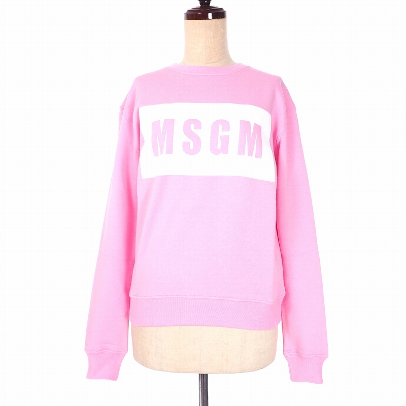  unused goods M e fibre - M MSGM sweat sweatshirt long sleeve pull over box Logo print Italy made XS pink 2642MDM196