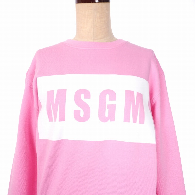  unused goods M e fibre - M MSGM sweat sweatshirt long sleeve pull over box Logo print Italy made XS pink 2642MDM196