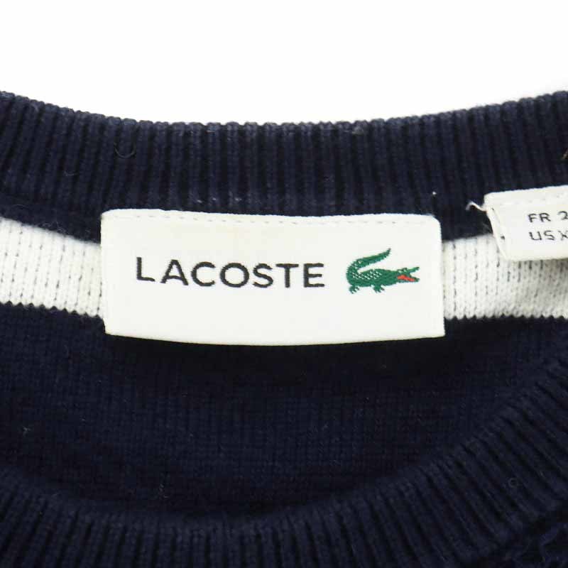 ラコステ LACOSTE メッシュコットン クルーネックニット セーター 長袖 ボーダー XS 紺 ネイビー AH1887 /RY22 メンズ_画像3