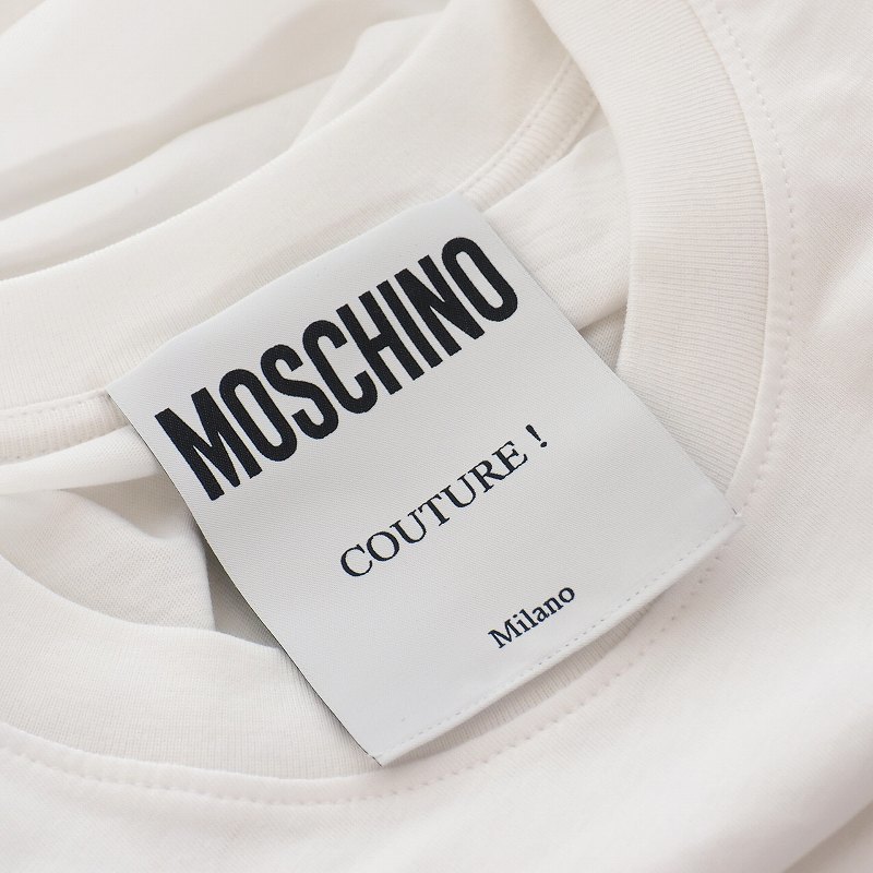 未使用品 モスキーノ MOSCHINO 20SS 裾ドローストリング マルチ ロゴ ショート丈 Tシャツ 半袖 カットソー 40 ホワイト 白 A0701_画像6