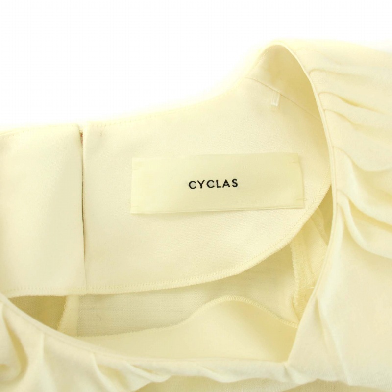 si Class CYCLAS wool gya The - cut and sewn blouse V neck long sleeve wool 34 XXS white white /YT lady's 