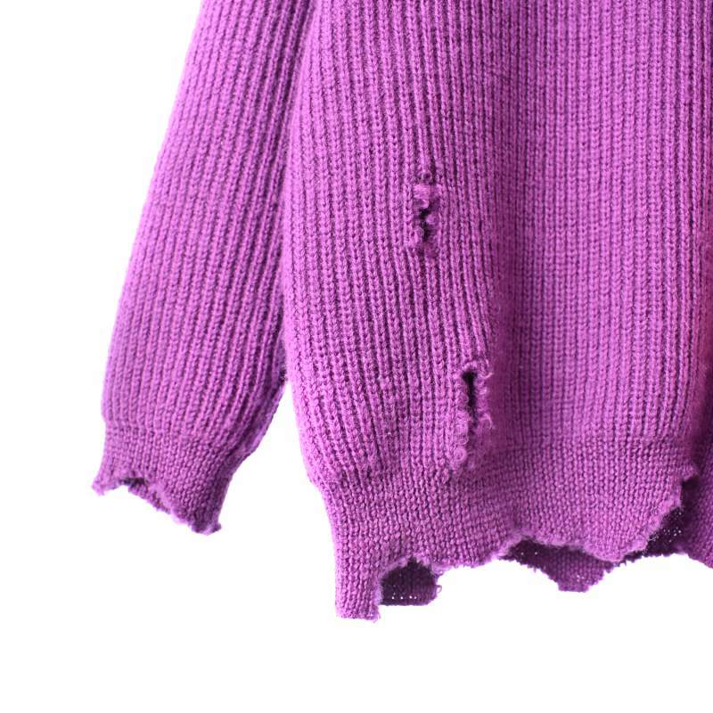 ラフシモンズ RAF SIMONS Purple Destroyed b Sweater パープル