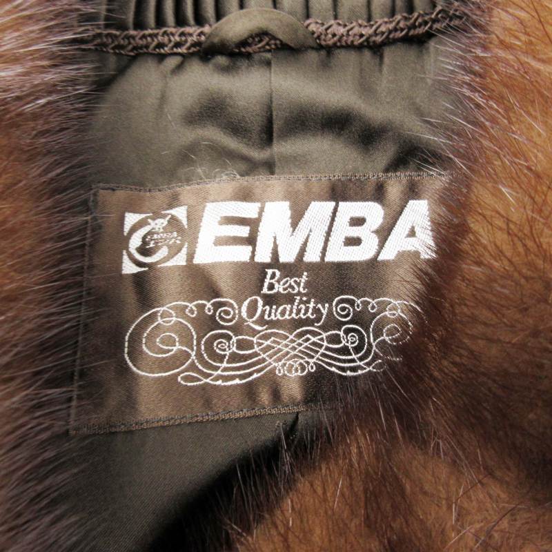 未使用品 エンバ EMBA ダークミンク ファー コート ヘリンボーン ジャケット ブルゾン 上着 アウター 毛皮 11-70 茶 ブラウン FE3_画像5