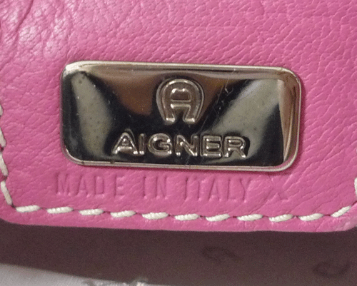  I gna-AIGNER перфорированная кожа × кожа розовый белый рука плечо .. сумка на плечо женский 