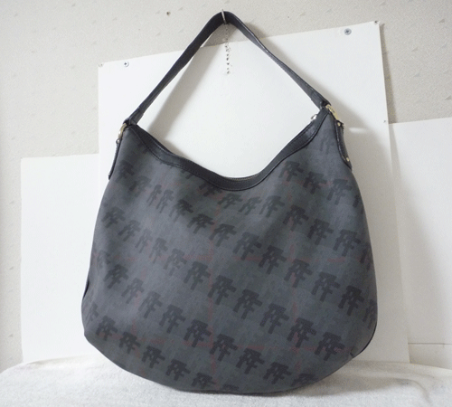  Folli Follie FolliFollie PVC leather gray gray series red FF pattern black handbag lady's with translation 