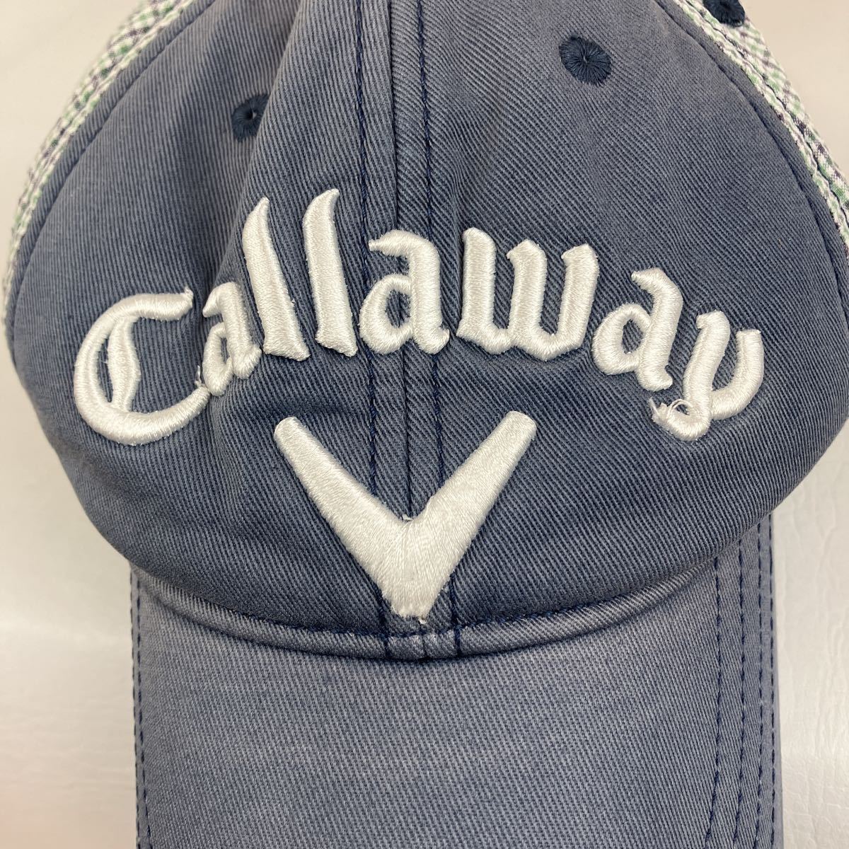 Callaway キャロウェイ キャップ メンズ フリーサイズ 57〜59cm 青系 チェック golf ゴルフ スポーツ 帽子 刺繍 cap 日焼け 紫外線 防止_画像9