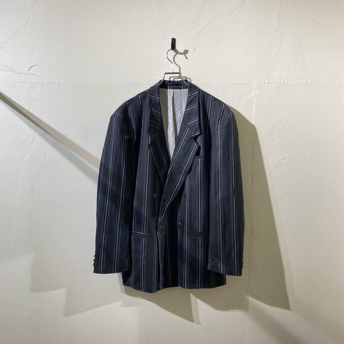 vintage euro stripe double tailored jacket ヨーロッパ古着 ビンテージ テーラードジャケット ダブルジャケット ストライプジャケット