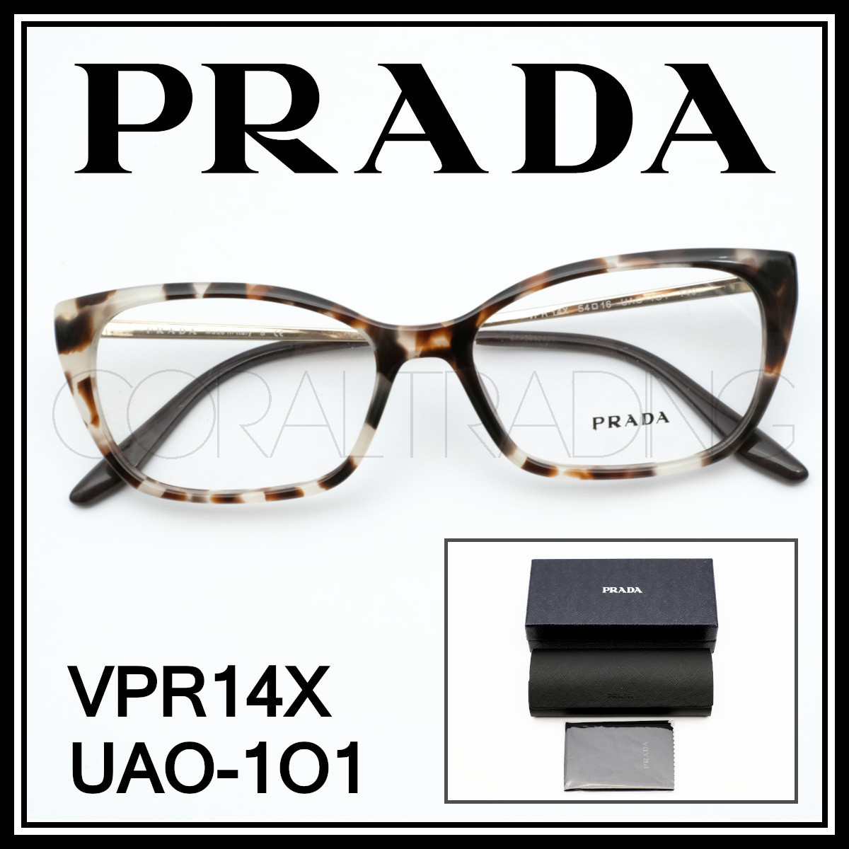 23187★新品本物！PRADA VPR14X PR14XV べっ甲柄/ゴールド プラダ セルメタルコンビネーションフレーム レディース メンズ 三毛猫カラー