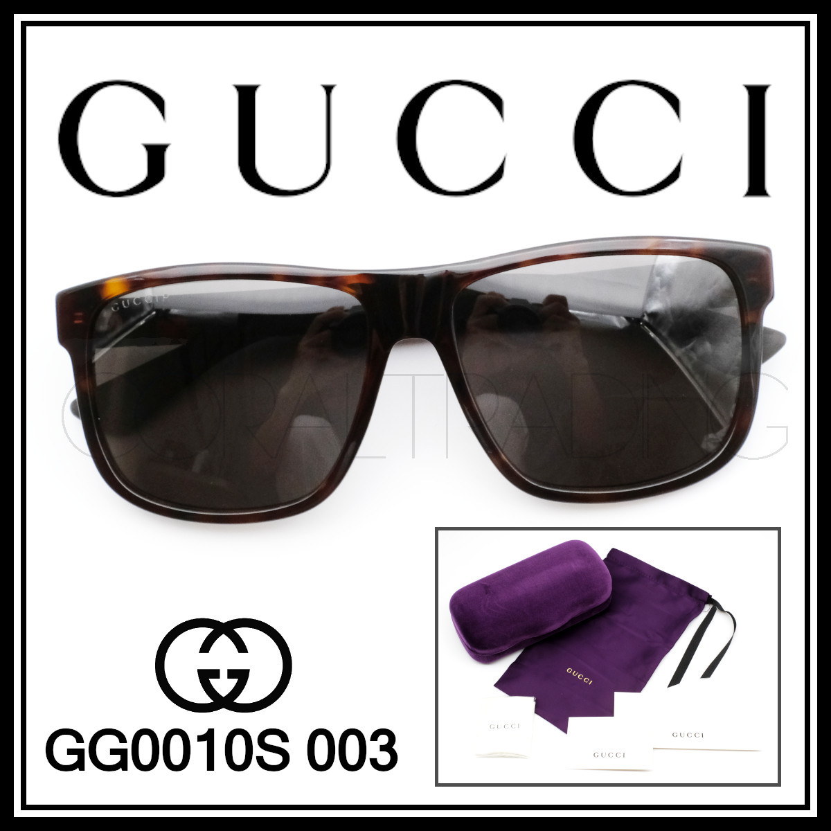 売り尽くし価格 23059☆新品本物!GUCCI GG0010S 003 べっ甲柄/グレー