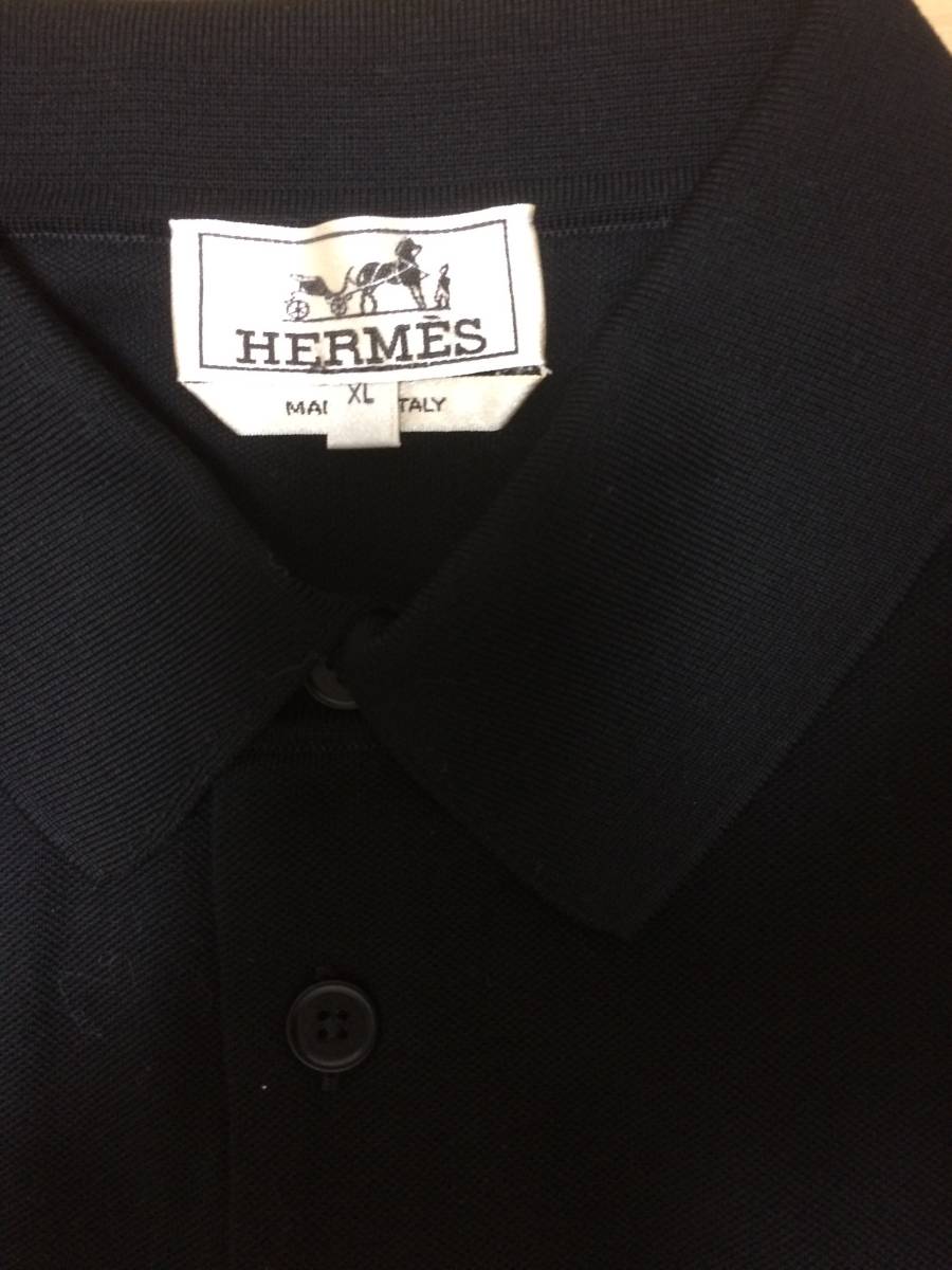新品未使用 HERMES ポロシャツ XLサイズ ブラック イタリア製 メンズ エルメス 黒 タグ付きの画像4