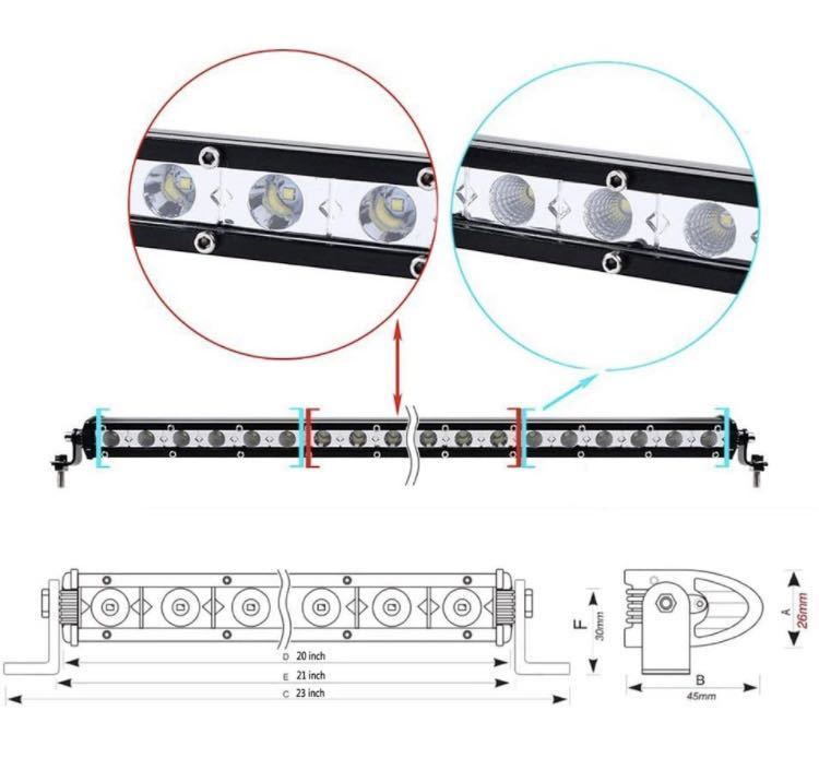 ■LEDライトバー 作業灯 ワークライト 20インチ ホワイト 6000k フォグランプ アメ車 釣り キャンプ ジムニー タンドラ バックランプ SUV_画像8