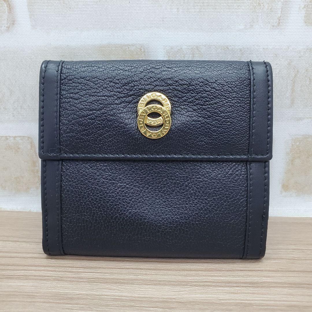 D0102) BVLGARI ブルガリ 2つ折り財布 ドッピオトンド ブラック